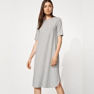 Eileen Fisher Short Sleeve Ribbed Knit Gray Dress Size Small Casual